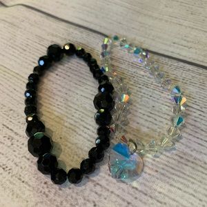 Black and Iridescent Crystal Stretch Bracelets